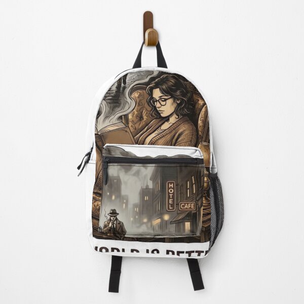 Item preview, Fictional World is Better Vintage Noir Book Lover Illustration designed and sold by urbinet.