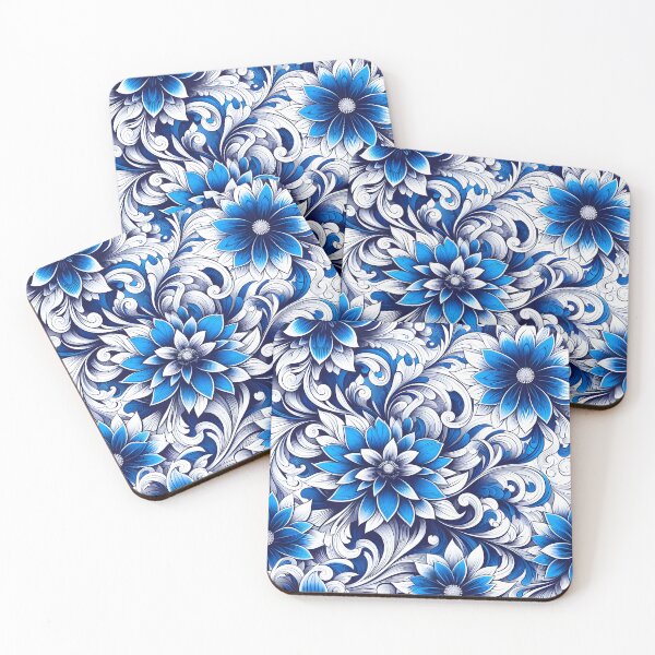 Item preview, Blue White Arabesque Floral Pattern designed and sold by Apex Designs.