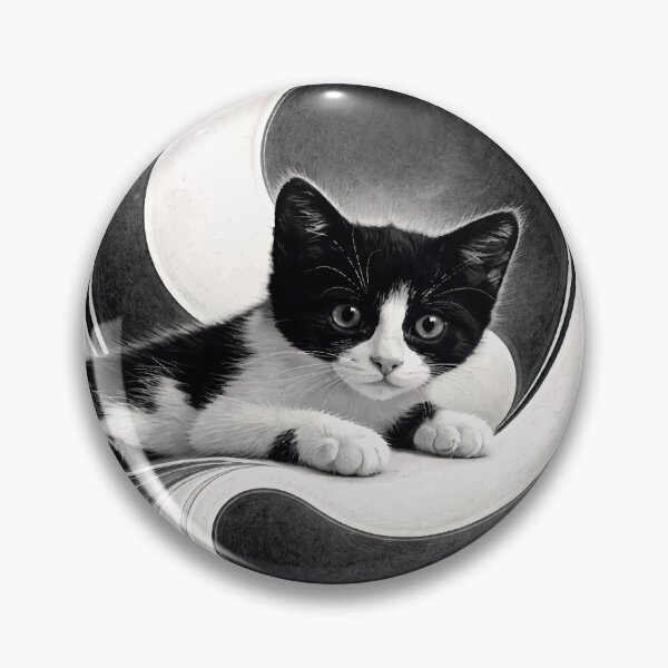 Item preview, A stylized yin‑yang composition featuring a black‑and‑white cat designed and sold by darekkocurek.