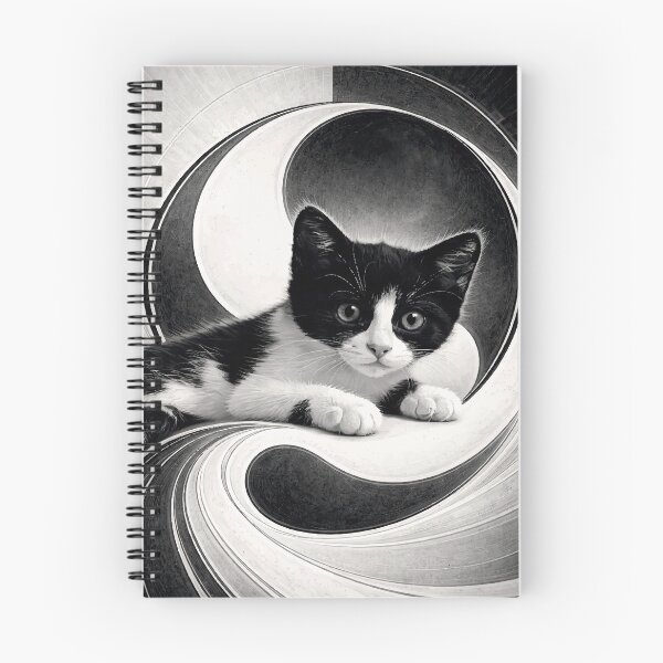Item preview, A stylized yin‑yang composition featuring a black‑and‑white cat designed and sold by darekkocurek.