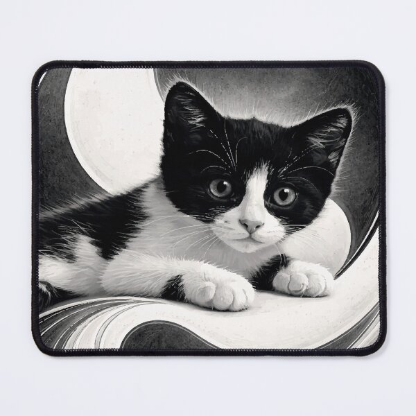 Item preview, A stylized yin‑yang composition featuring a black‑and‑white cat designed and sold by darekkocurek.