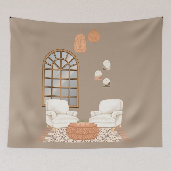 Item preview, ​Modern Mediterranean Interior Illustration designed and sold by HBBS DESIGNS.