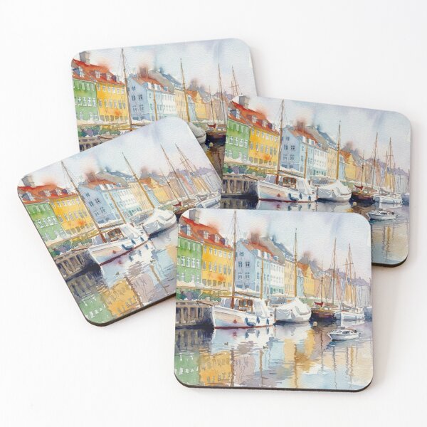 Item preview, Nyhavn Harbor Copenhagen – Watercolor Cityscape designed and sold by caracatita75.