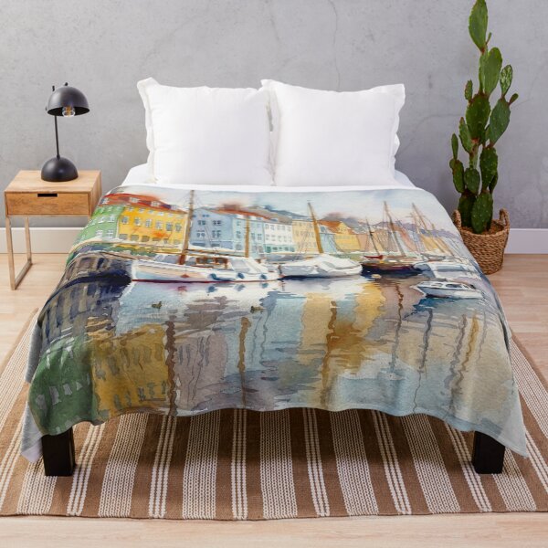 Item preview, Nyhavn Harbor Copenhagen – Watercolor Cityscape designed and sold by caracatita75.