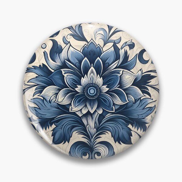 Item preview, Navy Blue Damask Floral Art designed and sold by Apex Designs.