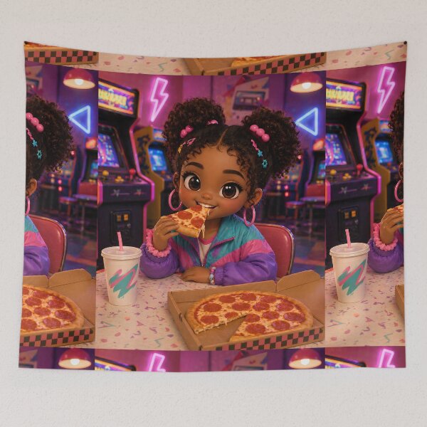 Item preview, Retro 80s Pizza Arcade Chibi Art Collection designed and sold by MoonSpeaksTV.