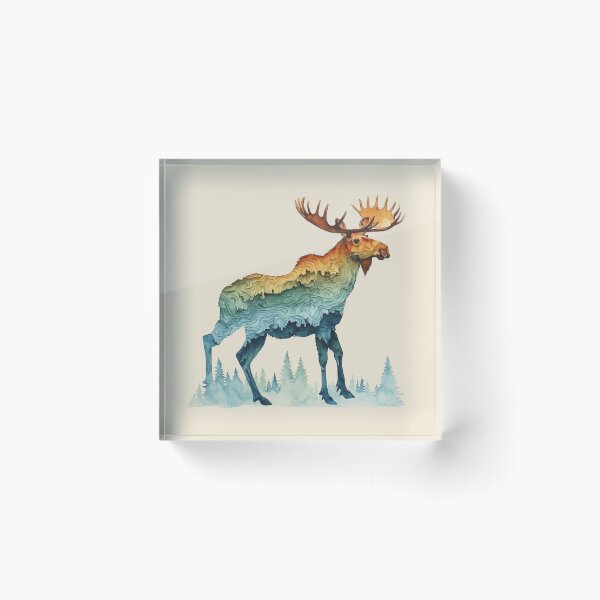 Item preview, Moose Silhouette Topographic Map Design - Nature & Hiking  designed and sold by alizye.
