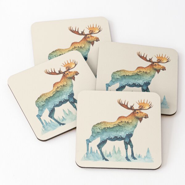 Item preview, Moose Silhouette Topographic Map Design - Nature & Hiking  designed and sold by alizye.