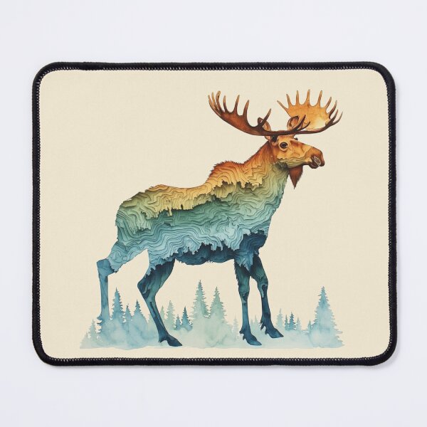 Item preview, Moose Silhouette Topographic Map Design - Nature & Hiking  designed and sold by alizye.