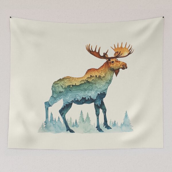 Item preview, Moose Silhouette Topographic Map Design - Nature & Hiking  designed and sold by alizye.