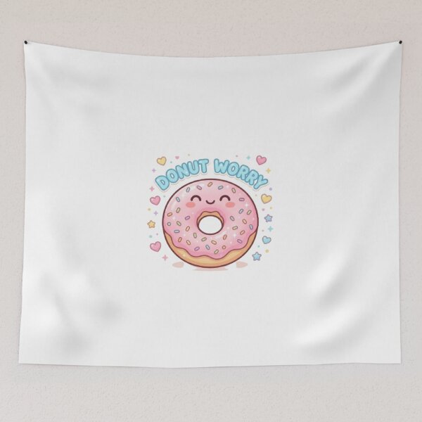 Item preview, Donut Worry Sticker – Cute Kawaii Donut – Funny Food Pun Aesthetic designed and sold by Vegasstickers.