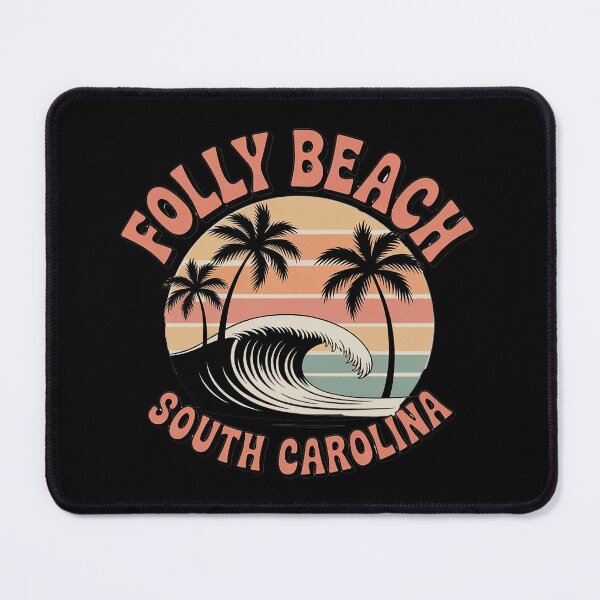 Item preview, Folly Beach South Carolina Retro Vintage Palm Tree Wave Design designed and sold by Cool-cat-art.