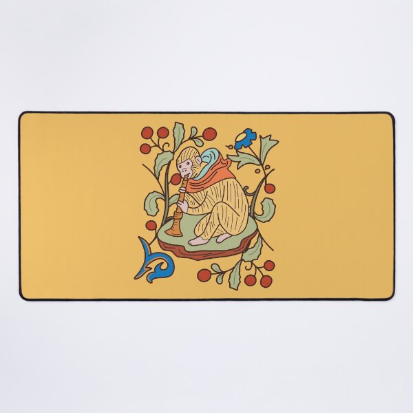 Item preview, Cute Medieval Monkey Playing the Trumpet Colorful Drawing designed and sold by MariOyama.
