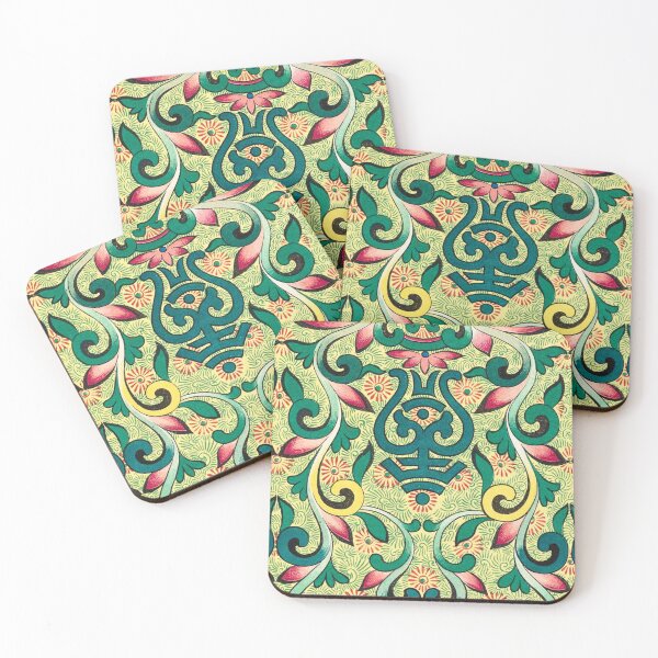 Item preview, Shou Repeat — Chinese Decorative Scroll Border in Green & Pink designed and sold by LouDSarG.
