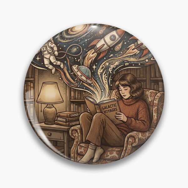 Item preview, Vintage Sci-Fi Reading Art Fictional World is Better Retro Book Lover Design designed and sold by urbinet.