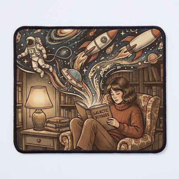 Item preview, Vintage Sci-Fi Reading Art Fictional World is Better Retro Book Lover Design designed and sold by urbinet.