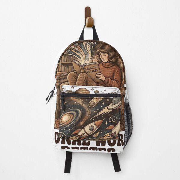 Item preview, Vintage Sci-Fi Reading Art Fictional World is Better Retro Book Lover Design designed and sold by urbinet.