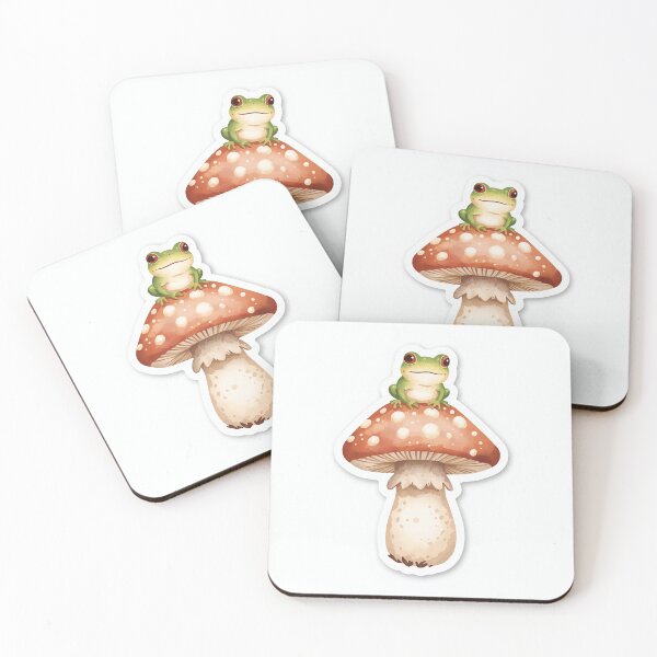 Item preview, Aesthetic Cottagecore Mushroom with Tiny Frog – Soft Watercolor Art designed and sold by VectroVibes.