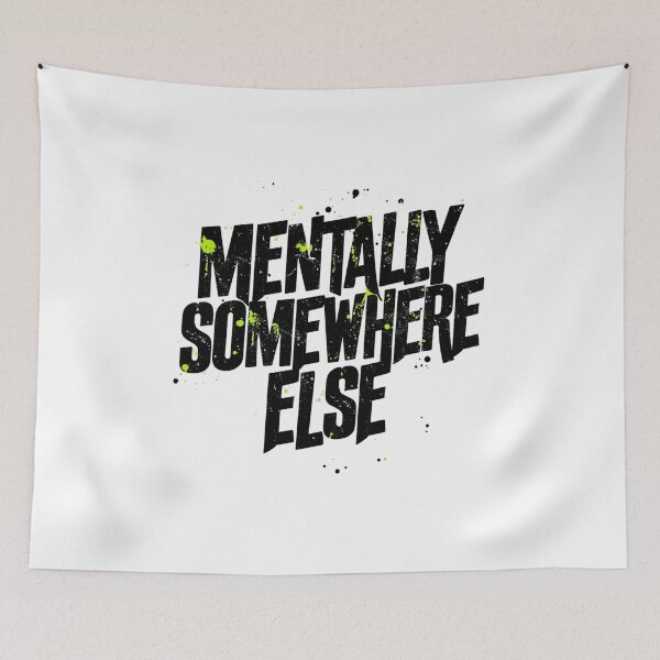 Item preview, Mentally Somewhere Else Quote. Aesthetic Minimal Black Typography with Green Dot Accent Mental Escape Design designed and sold by Aarvya Fashion Club ( A.F.C ).