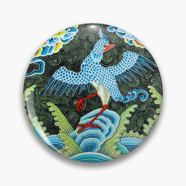 Item preview, Xian He — Imperial Chinese Crane on Waves Dark Ground designed and sold by LouDSarG.