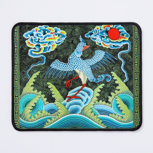 Item preview, Xian He — Imperial Chinese Crane on Waves Dark Ground designed and sold by LouDSarG.