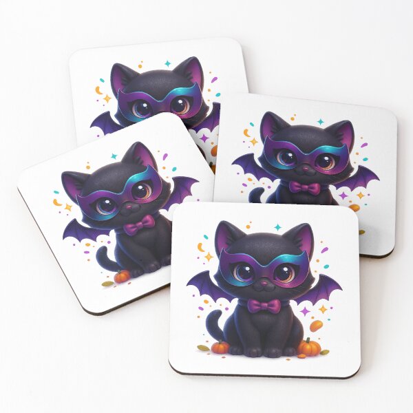 Item preview, Cute Cat in Bat Mask with Bow Tie | Kawaii Halloween Party Kitty | Sparkly Fancy Cat Illustration designed and sold by PrintCreations9.