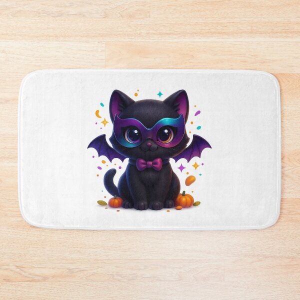 Item preview, Cute Cat in Bat Mask with Bow Tie | Kawaii Halloween Party Kitty | Sparkly Fancy Cat Illustration designed and sold by PrintCreations9.