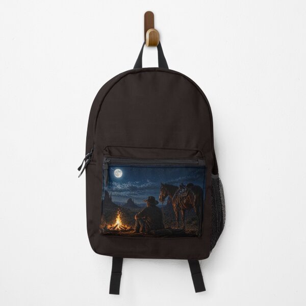 Item preview, Cowboy Under the Moon – Western Night Campfire & Freedom Scene designed and sold by QuarterHorseArt by Just my Studio.