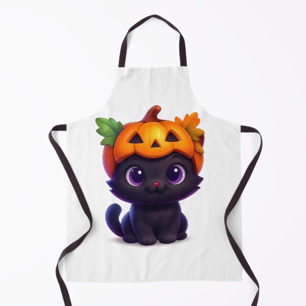 Item preview, Cute Cat with Pumpkin Helmet | Kawaii Autumn Kitty with Leaves | Adorable Fall Cat Illustration designed and sold by PrintCreations9.