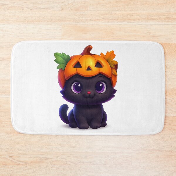 Item preview, Cute Cat with Pumpkin Helmet | Kawaii Autumn Kitty with Leaves | Adorable Fall Cat Illustration designed and sold by PrintCreations9.