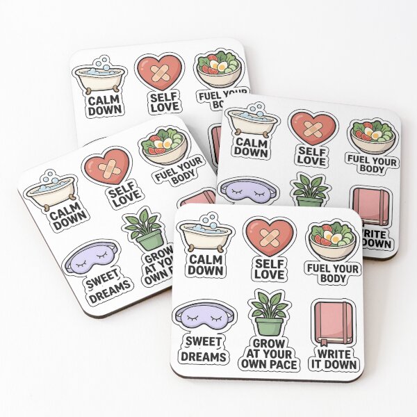 Item preview, Kawaii Self-Care Sticker Pack - Cute Mental Health & Love Puns designed and sold by SimpleP.