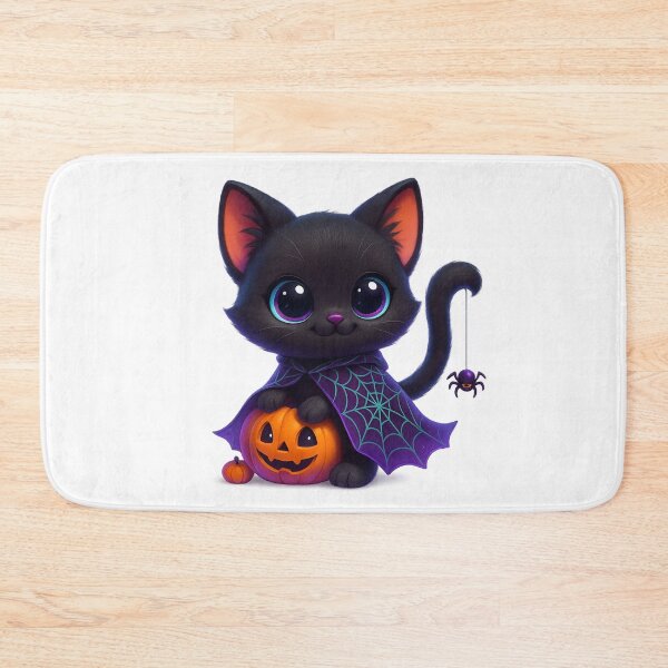 Item preview, Cute Spiderweb Cloak Cat | Kawaii Halloween Kitty with Tiny Spider | Spooky Cute Cat Illustration designed and sold by PrintCreations9.