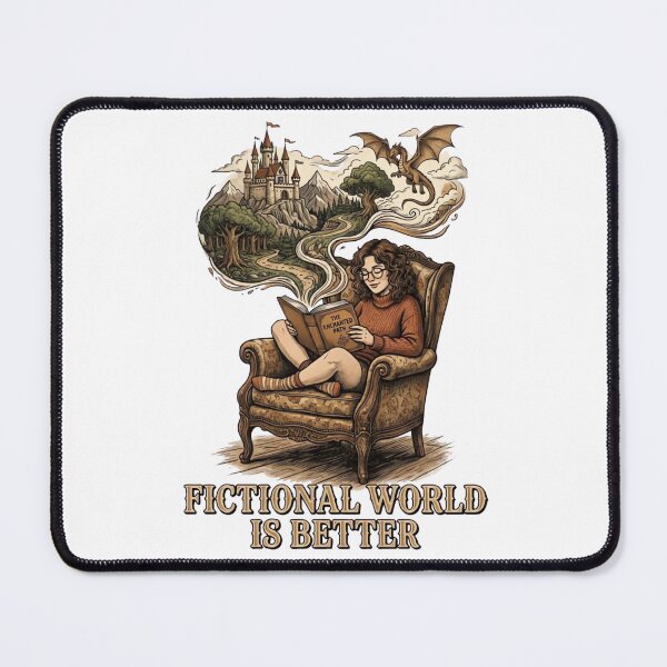 Item preview, Fictional World is Better – Magical Reading Vintage Fantasy Illustration designed and sold by urbinet.