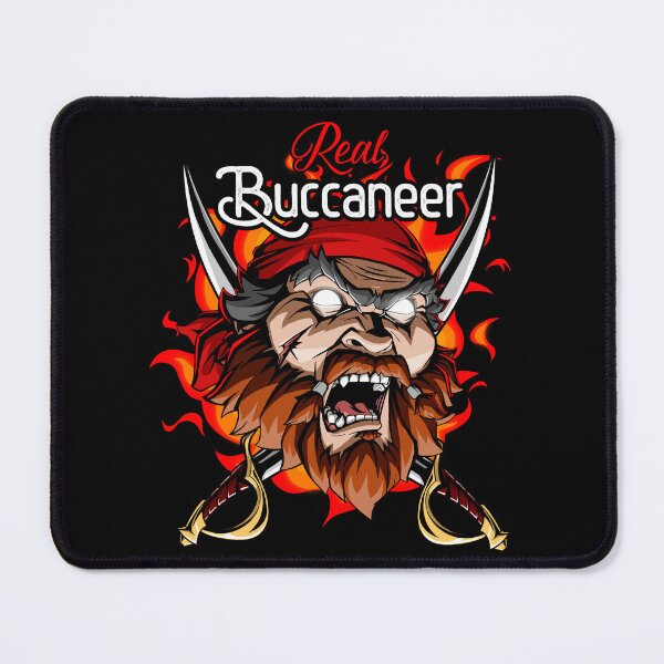 Item preview, Real Buccaneer - Fierce Pirate Warrior with Crossed Swords and Flames designed and sold by Canache.