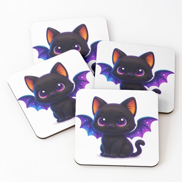 Item preview, Galaxy Bat Wing Cat | Kawaii Fantasy Kitty with Shiny Wings | Cute Cosmic Cat Illustration designed and sold by PrintCreations9.