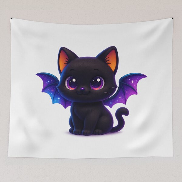 Item preview, Galaxy Bat Wing Cat | Kawaii Fantasy Kitty with Shiny Wings | Cute Cosmic Cat Illustration designed and sold by PrintCreations9.