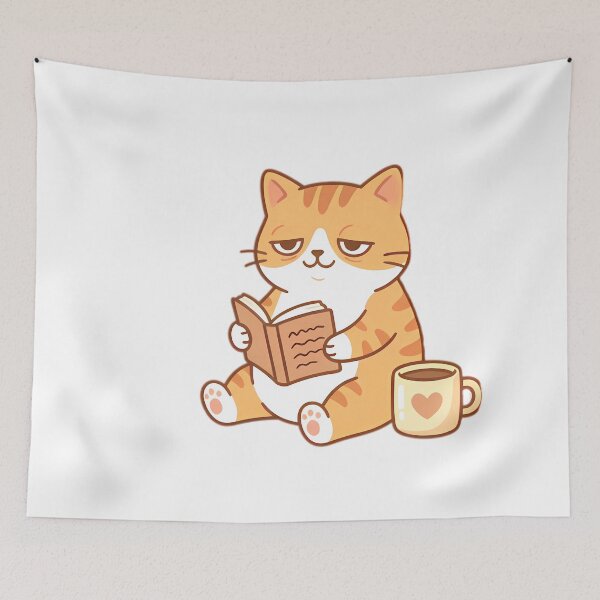 Item preview, Orange Tabby Reading Book - Cozy Vibes Art designed and sold by LYZ7VANI.