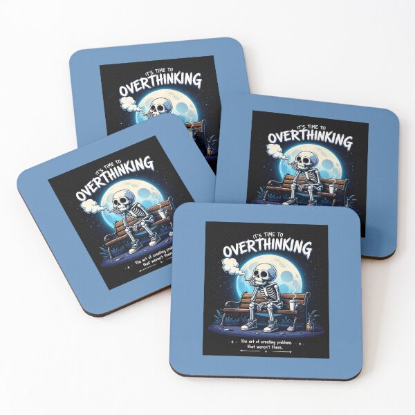 Item preview, Overthinking Skeleton Under Moonlight | Dark Funny Aesthetic Poster Design designed and sold by MoodByte .