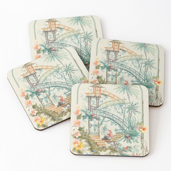 Item preview, Pavilion Dreams — Chinoiserie Garden Pagoda with Flowers designed and sold by LouDSarG.