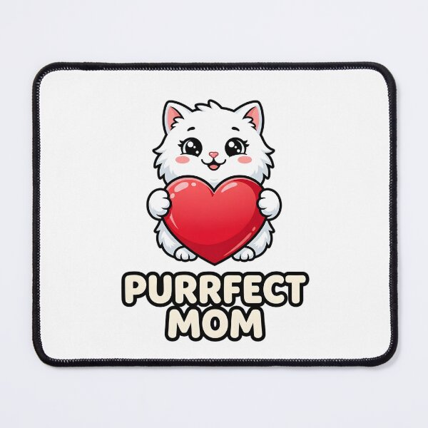 Item preview, Purrfect Mom - Cute White Kawaii Cat with Heart designed and sold by Wennity.