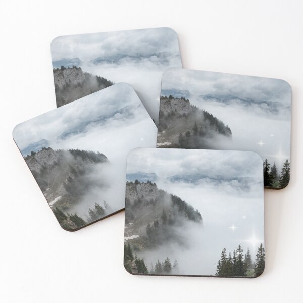 Item preview, Foggy Mountain Landscape Poster | Misty Peaks Nature Art | Calm Wall Decor Gift designed and sold by Kubilay-Digital.