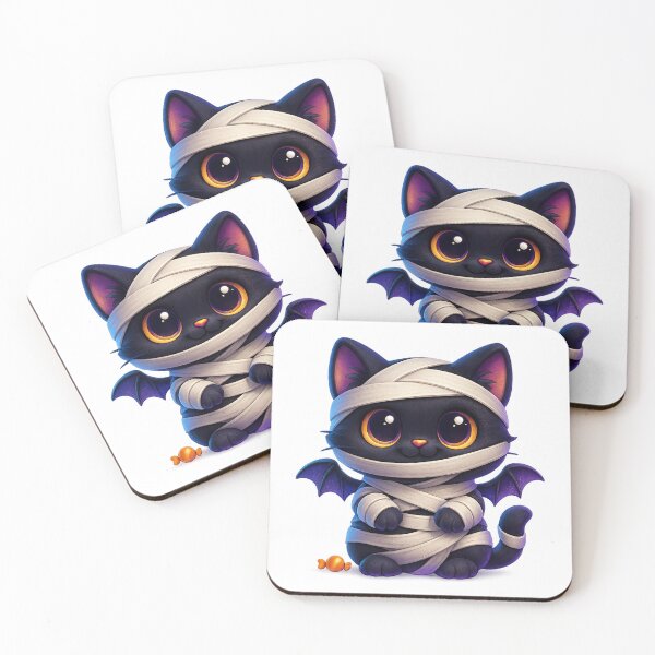Item preview, Cute Mummy Cat | Kawaii Wrapped Kitty with Bright Eyes | Spooky Cute Halloween Cat Illustration designed and sold by PrintCreations9.