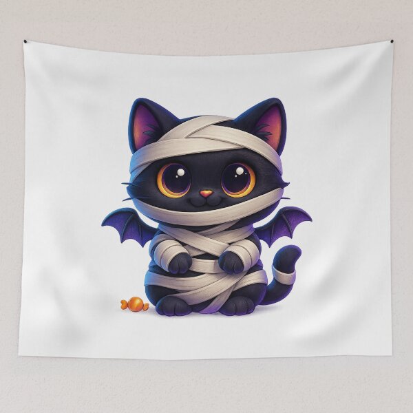 Item preview, Cute Mummy Cat | Kawaii Wrapped Kitty with Bright Eyes | Spooky Cute Halloween Cat Illustration designed and sold by PrintCreations9.
