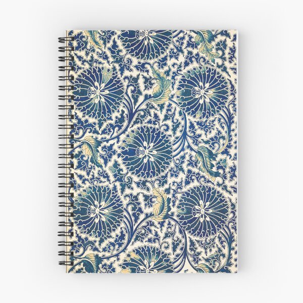 Item preview, Lotus Scroll — Deep Blue Floral Tile Pattern on Ivory designed and sold by LouDSarG.