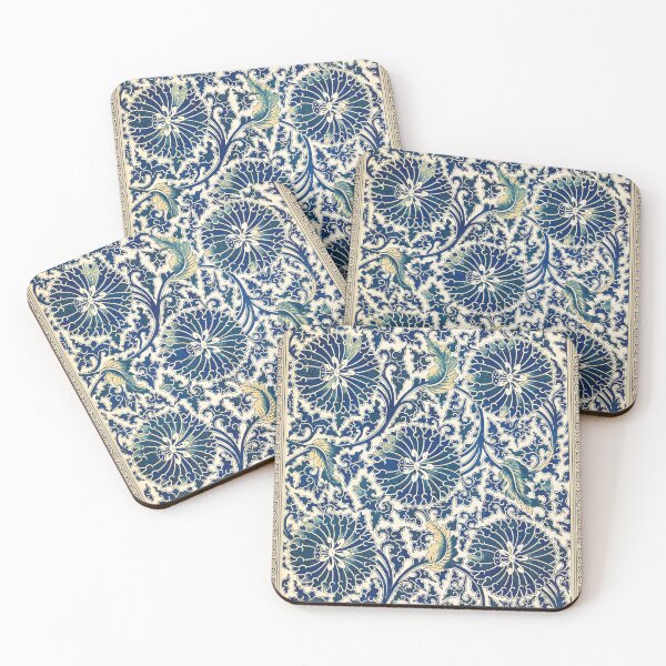 Item preview, Lotus Scroll — Deep Blue Floral Tile Pattern on Ivory designed and sold by LouDSarG.