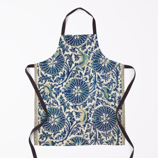 Item preview, Lotus Scroll — Deep Blue Floral Tile Pattern on Ivory designed and sold by LouDSarG.