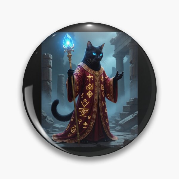 Item preview, Mystical Black Cat Sorcerer in Ancient Ruins designed and sold by ZunZunArt.