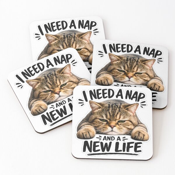 Item preview, Funny Cat Meme Sticker – I Need a Nap and a New Life – Relatable Cat Humor for Introverts & Cat Lovers designed and sold by StickoStore.