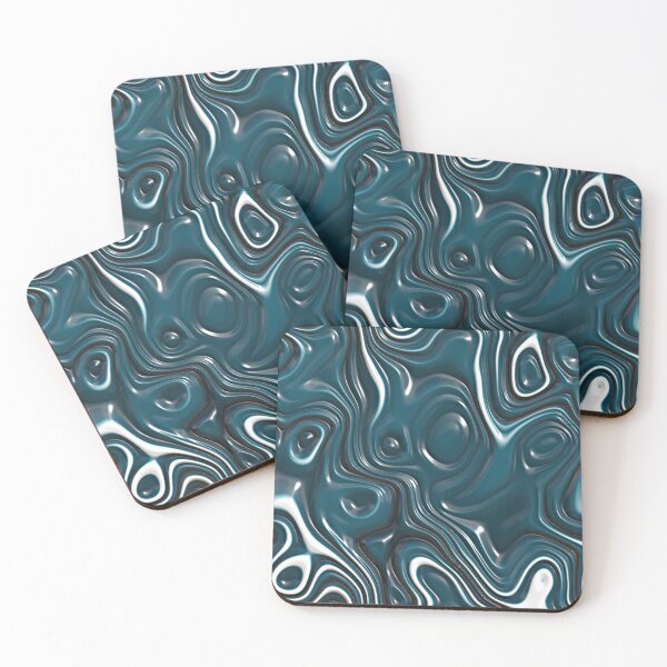 Item preview, Modern Teal Blue White 3D Liquid Swirls Pattern designed and sold by LC Graphic Design Studio.