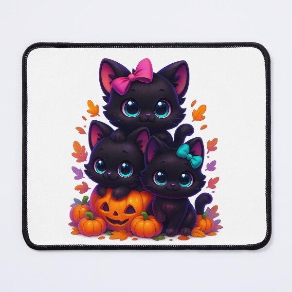 Item preview, Three Kittens Pumpkin Stack | Kawaii Cats with Bows | Cute Autumn Halloween Cat Illustration designed and sold by PrintCreations9.